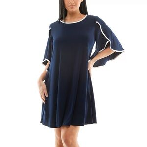 Navy and Ivory tulip sleeve dress